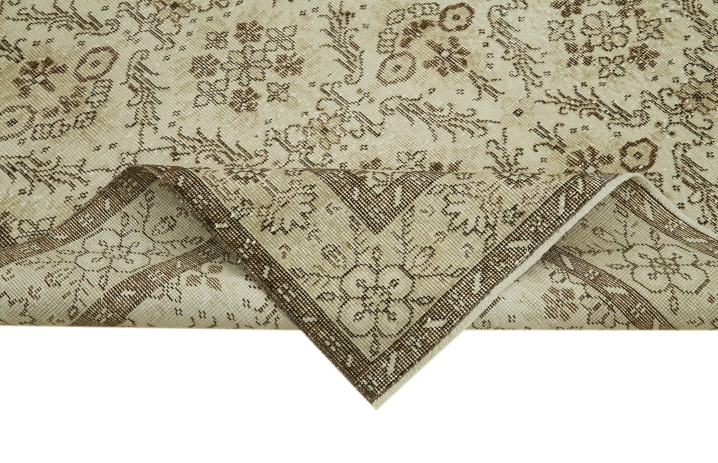 6x9 Beige Turkish Vintage Area Rug - 41562