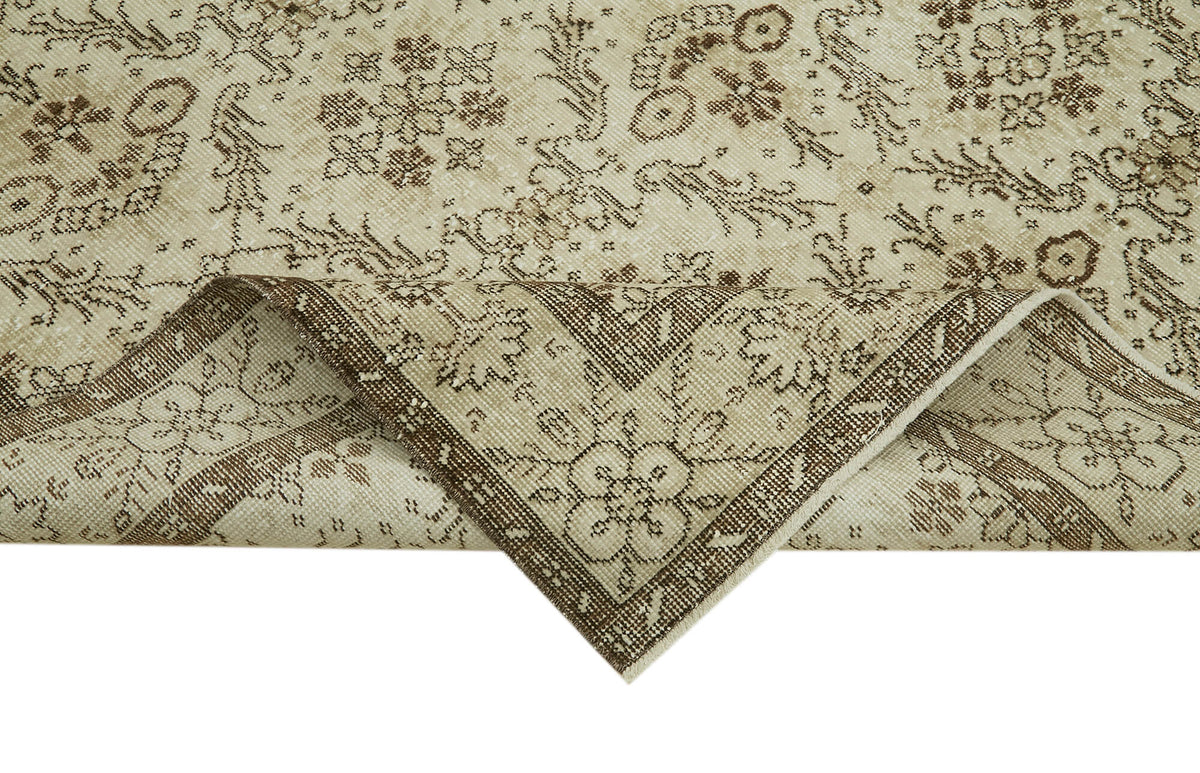 6x9 Beige Turkish Vintage Area Rug - 41562
