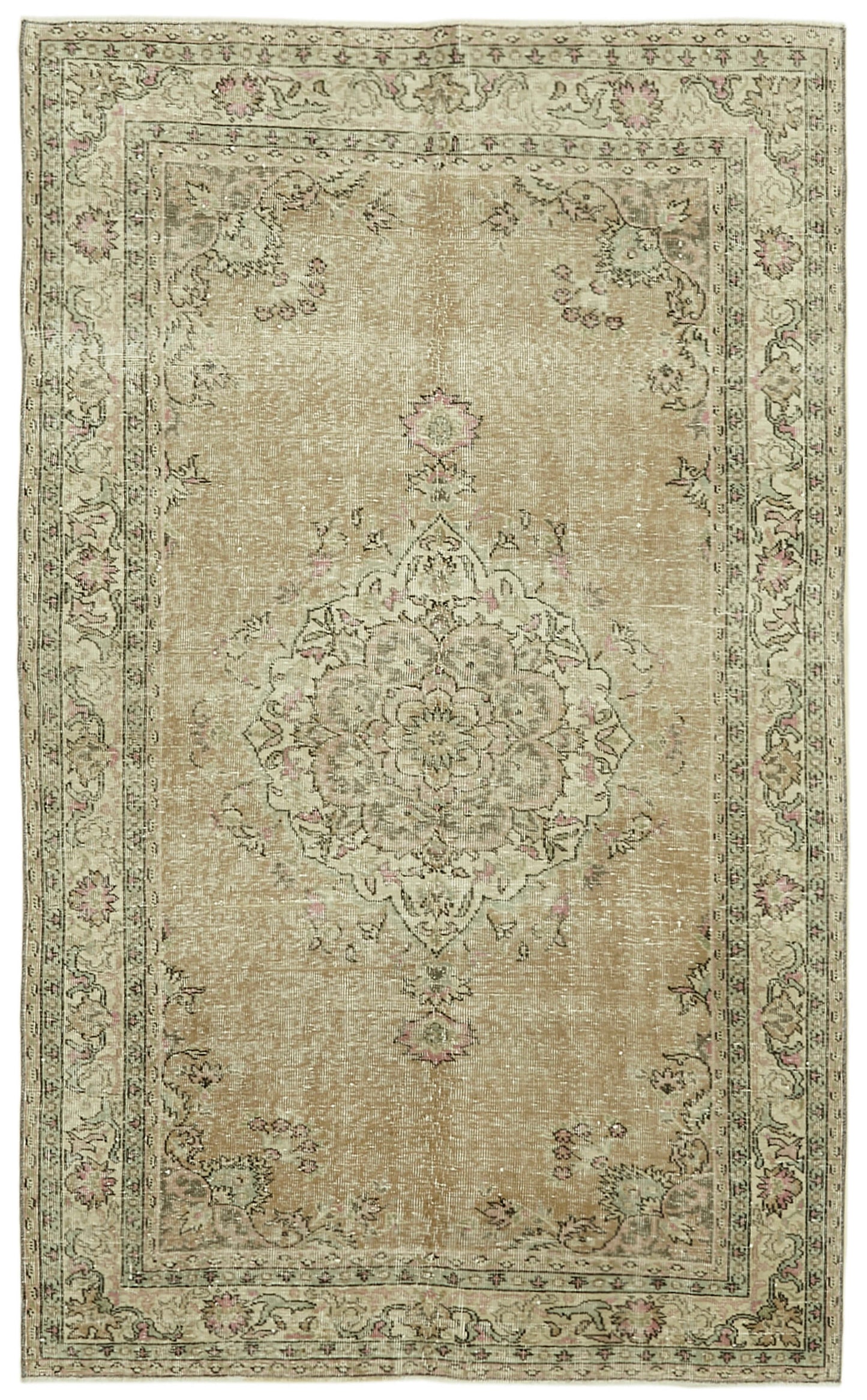 5x7 Beige Turkish Vintage Area Rug - 41563
