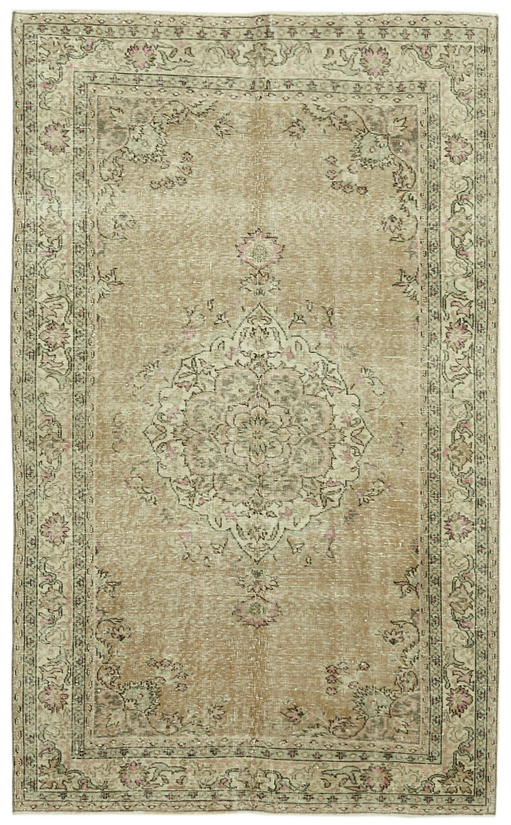 5x7 Beige Turkish Vintage Area Rug - 41563