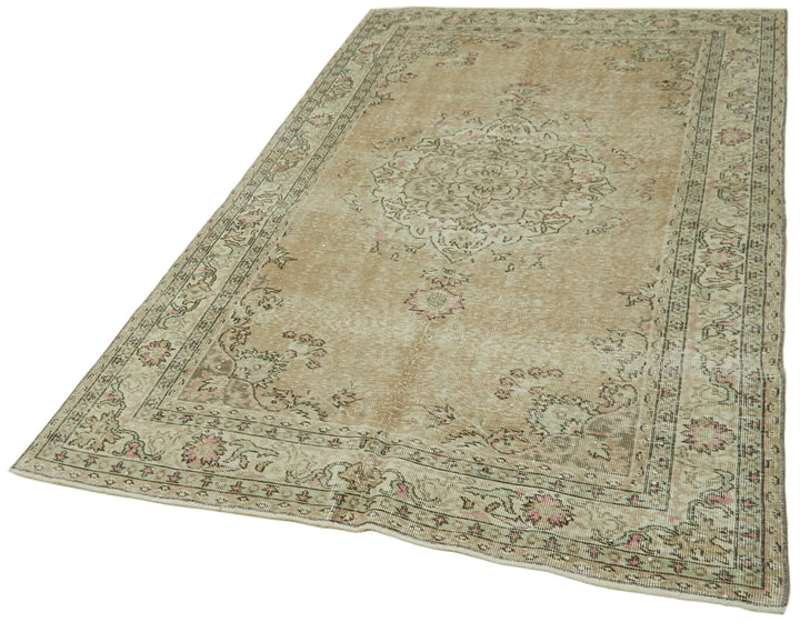 5x7 Beige Turkish Vintage Area Rug - 41563