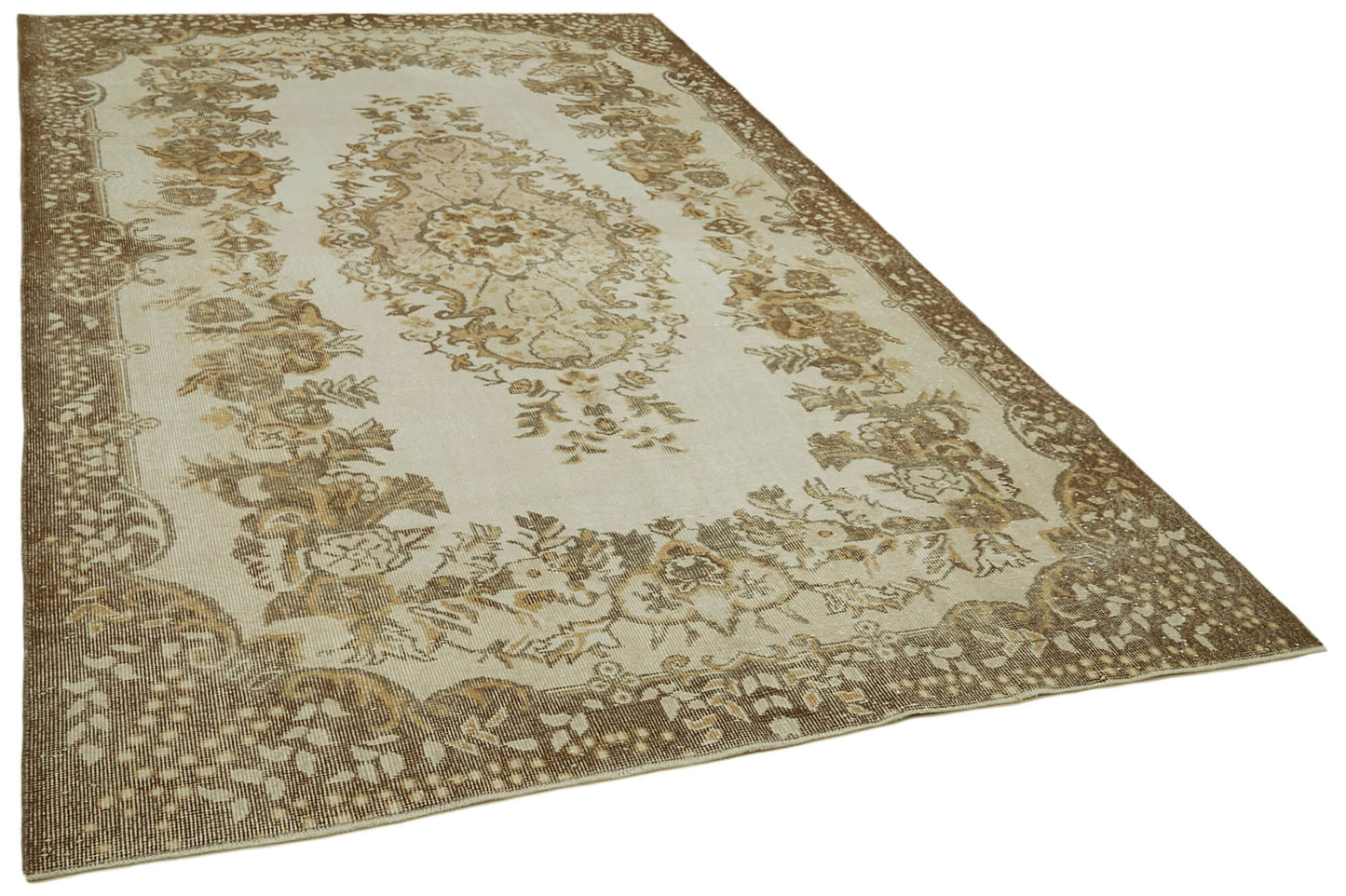 6x10 Beige Turkish Vintage Area Rug - 41567