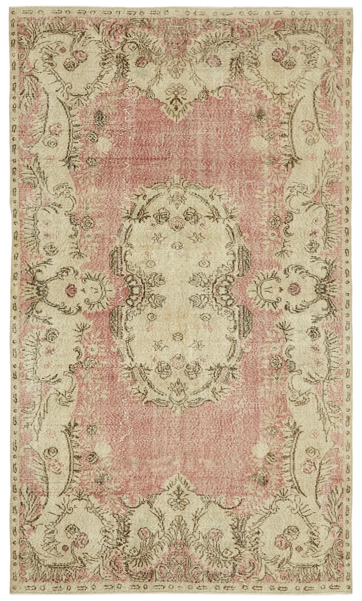6x10 Beige Turkish Vintage Area Rug - 41571