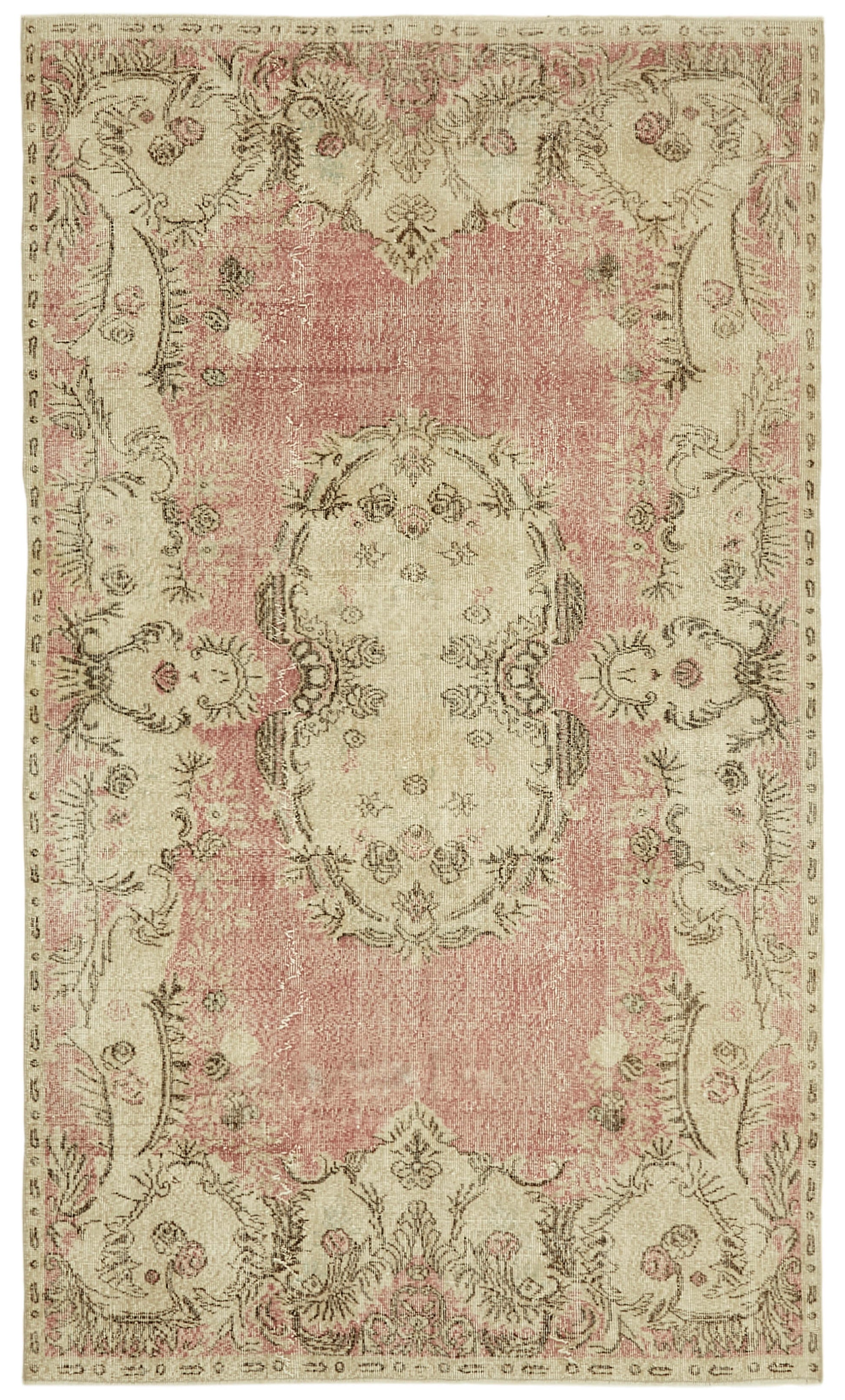 6x10 Beige Turkish Vintage Area Rug - 41571