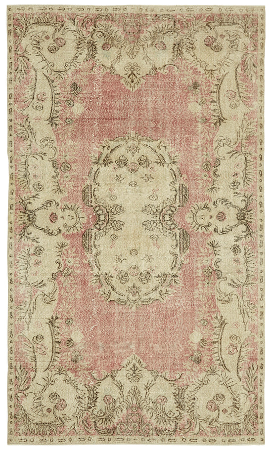 6x10 Beige Turkish Vintage Area Rug - 41571