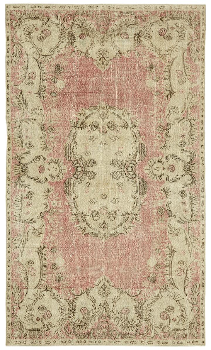 6x10 Beige Turkish Vintage Area Rug - 41571