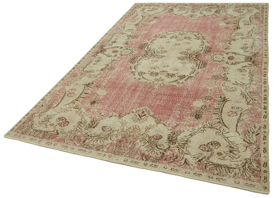 6x10 Beige Turkish Vintage Area Rug - 41571