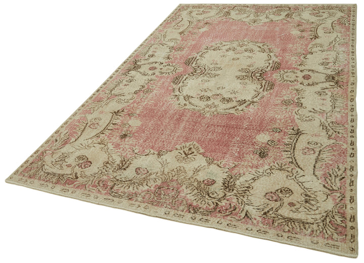 6x10 Beige Turkish Vintage Area Rug - 41571
