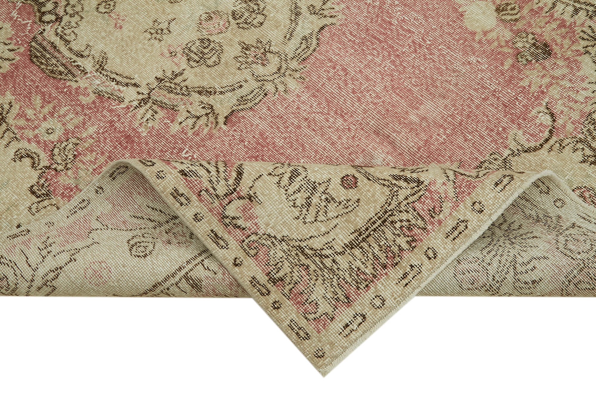 6x10 Beige Turkish Vintage Area Rug - 41571