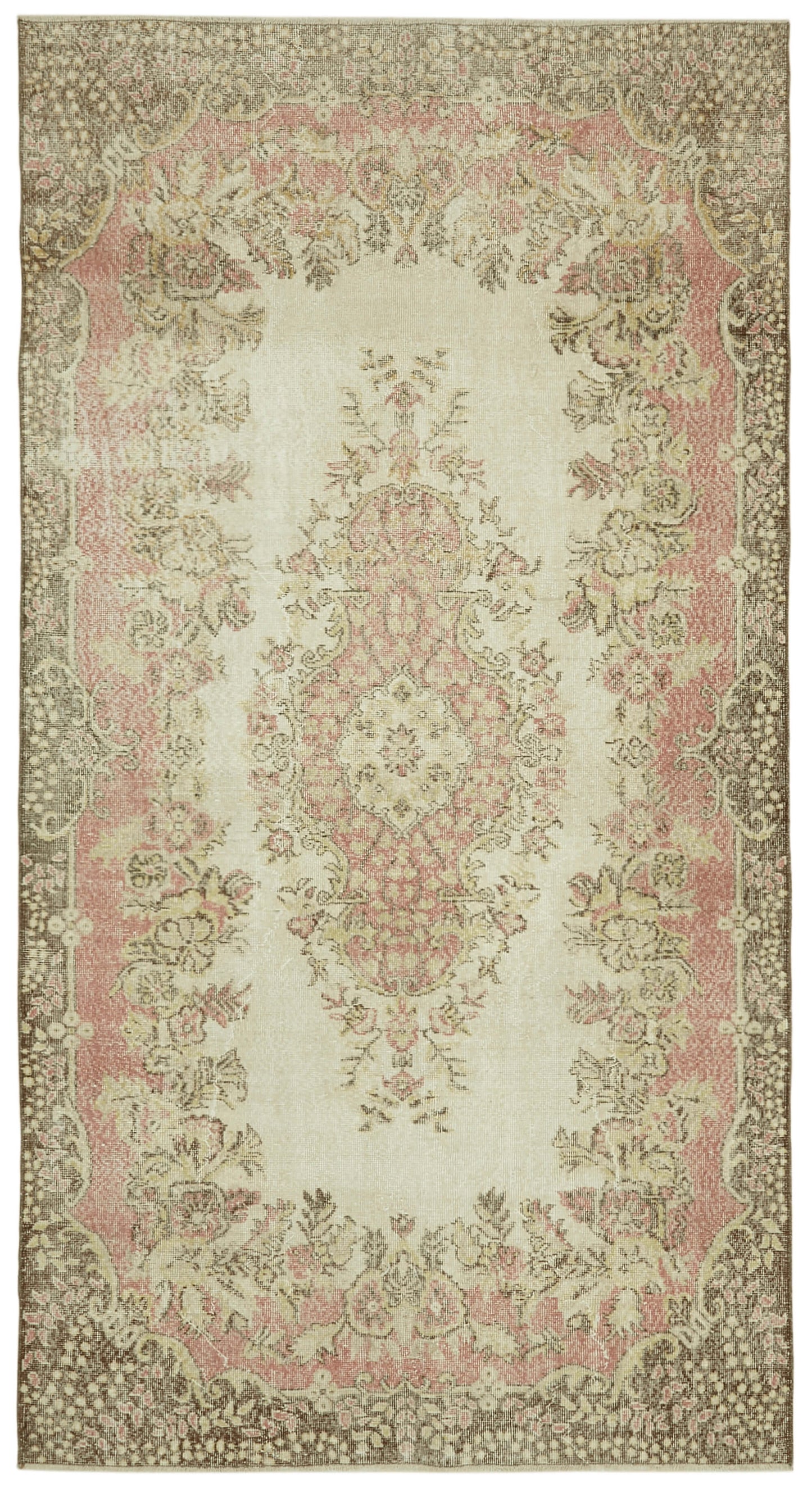 6x10 Beige Turkish Vintage Area Rug - 41572