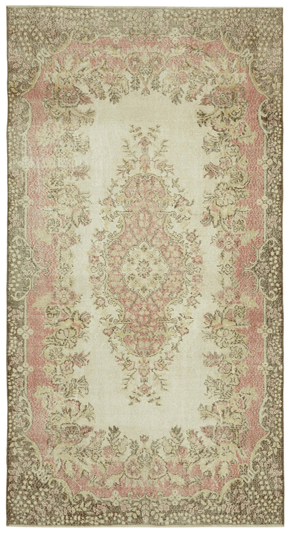 6x10 Beige Turkish Vintage Area Rug - 41572