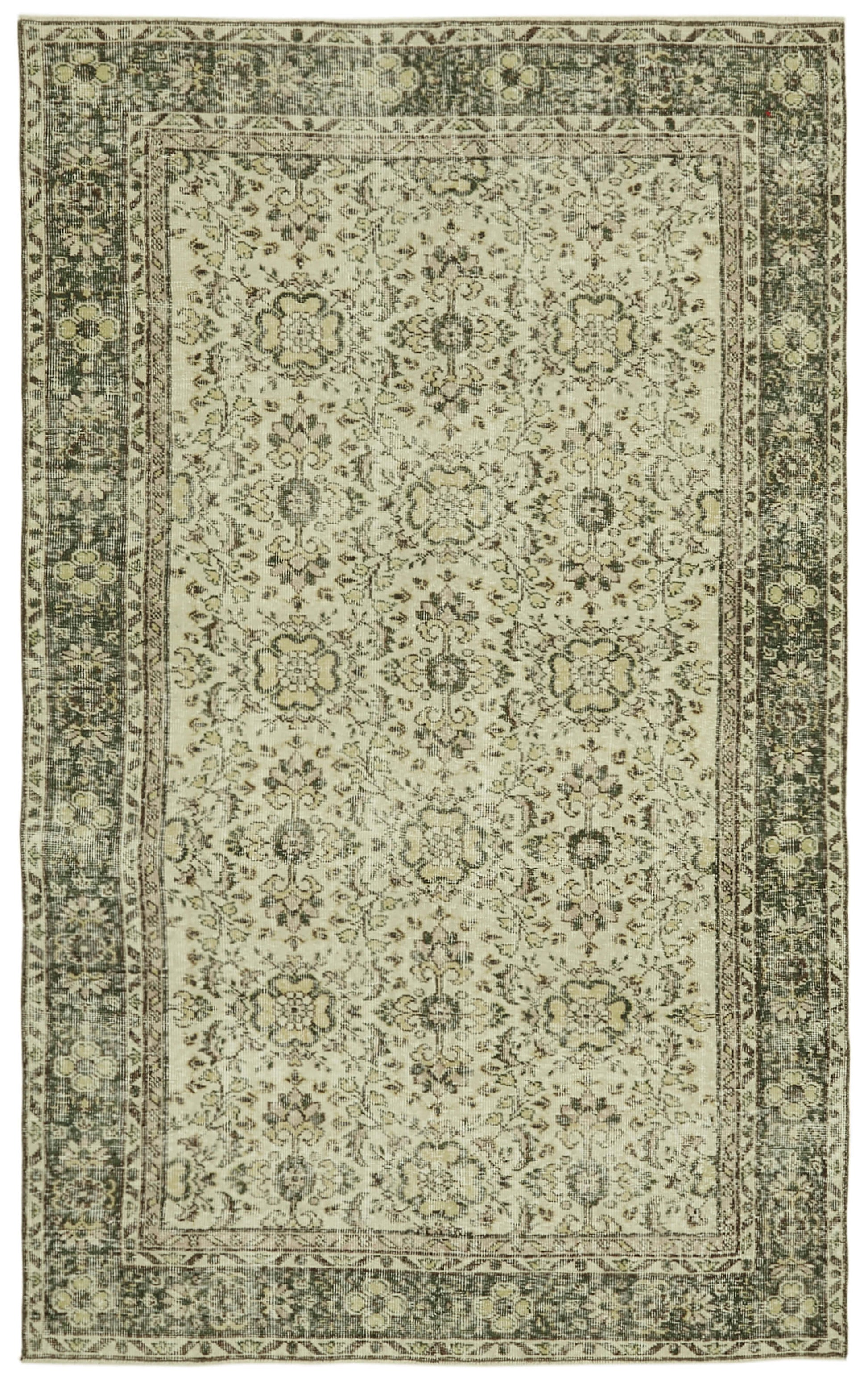 6x9 Beige Turkish Vintage Area Rug - 41578
