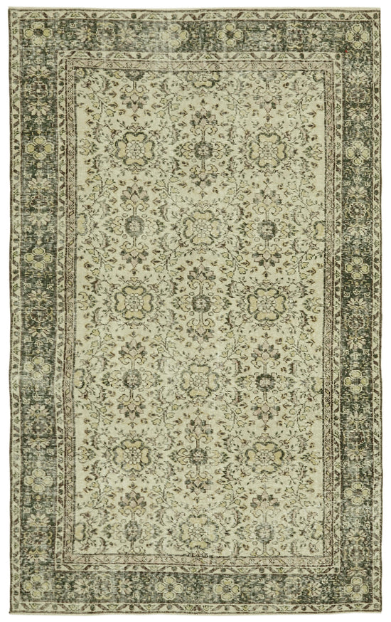 6x9 Beige Turkish Vintage Area Rug - 41578