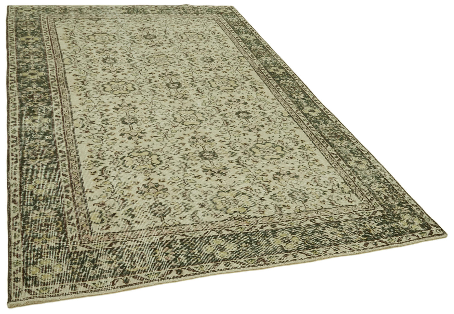 6x9 Beige Turkish Vintage Area Rug - 41578