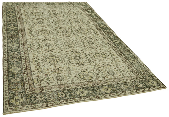 6x9 Beige Turkish Vintage Area Rug - 41578