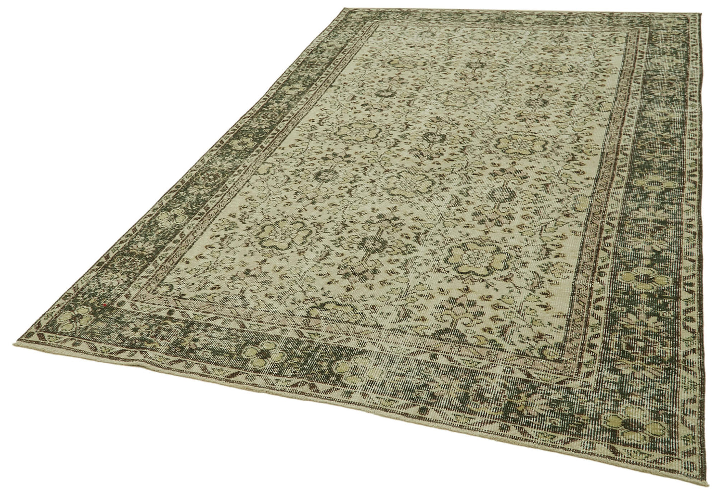 6x9 Beige Turkish Vintage Area Rug - 41578