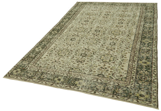 6x9 Beige Turkish Vintage Area Rug - 41578