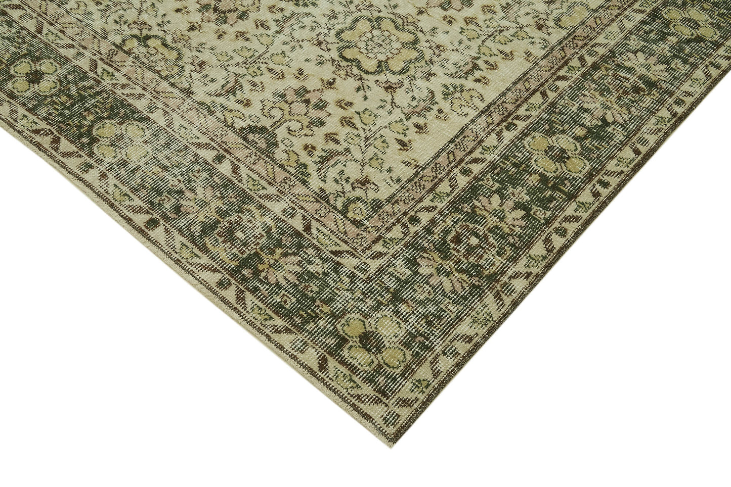 6x9 Beige Turkish Vintage Area Rug - 41578