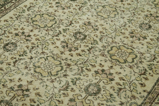 6x9 Beige Turkish Vintage Area Rug - 41578