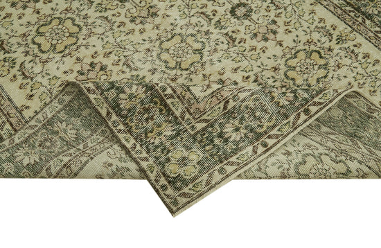 6x9 Beige Turkish Vintage Area Rug - 41578