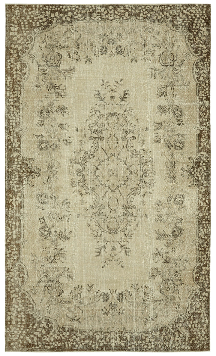 6x9 Beige Turkish Vintage Area Rug - 41579