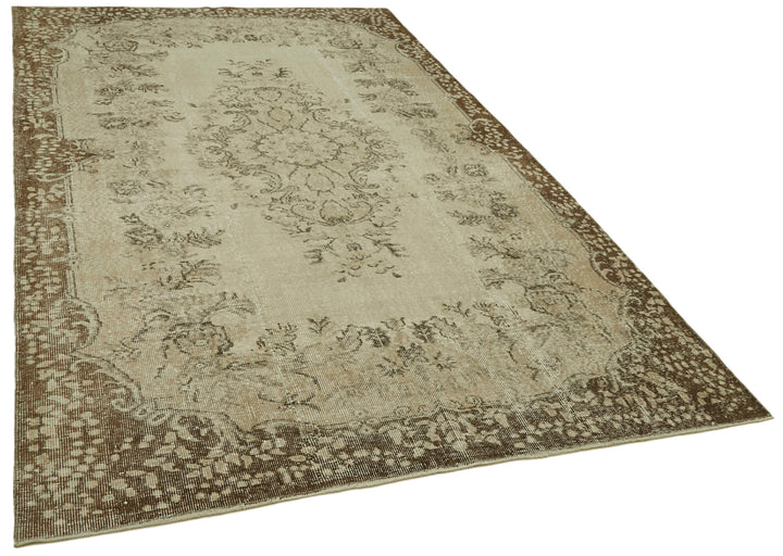 6x9 Beige Turkish Vintage Area Rug - 41579