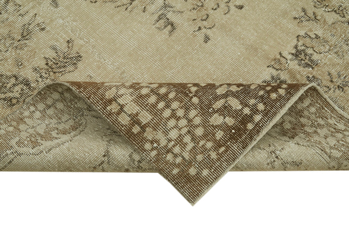 6x9 Beige Turkish Vintage Area Rug - 41579