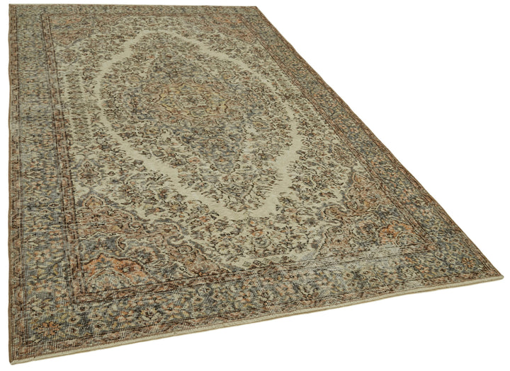 5x9 Beige Turkish Vintage Area Rug - 41580