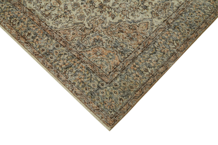 5x9 Beige Turkish Vintage Area Rug - 41580