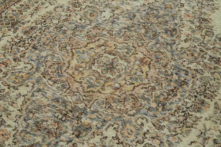5x9 Beige Turkish Vintage Area Rug - 41580