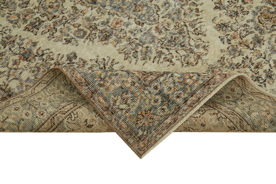 5x9 Beige Turkish Vintage Area Rug - 41580