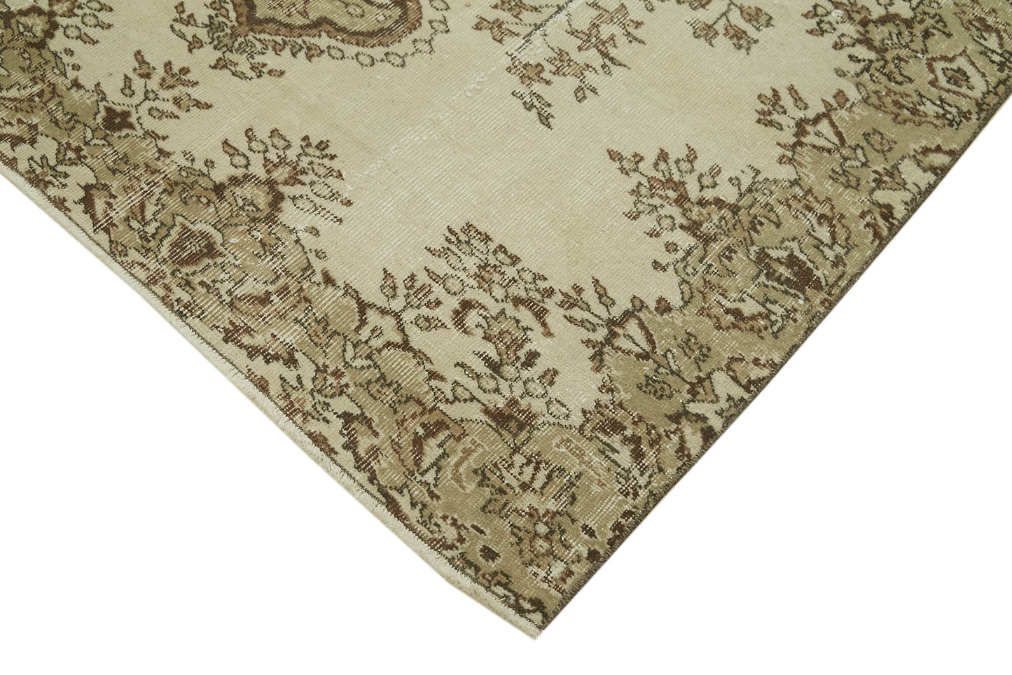 5x8 Beige Turkish Vintage Area Rug - 41582
