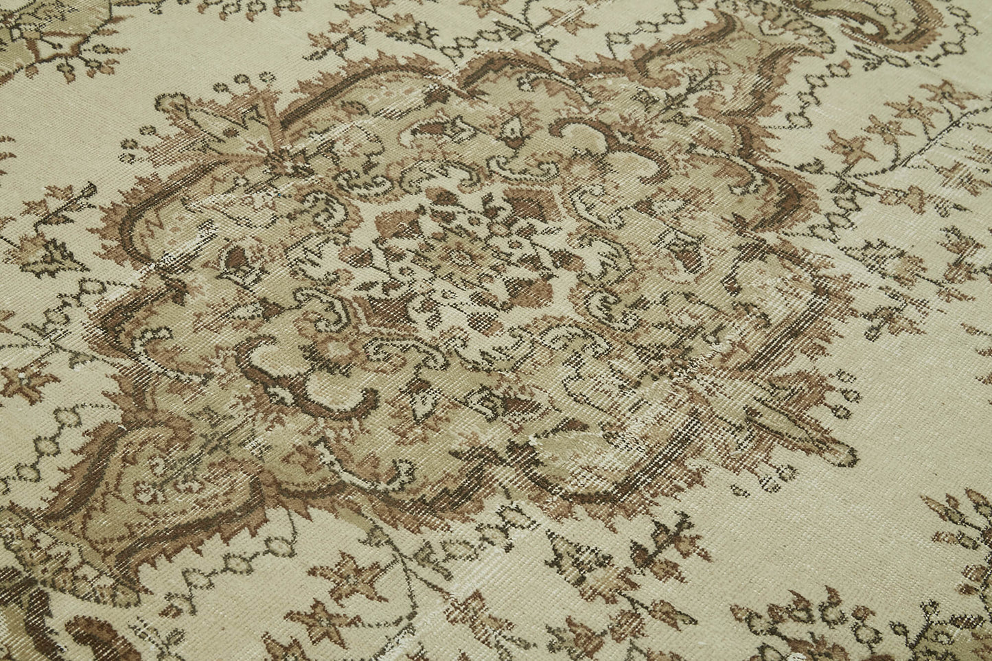 5x8 Beige Turkish Vintage Area Rug - 41582