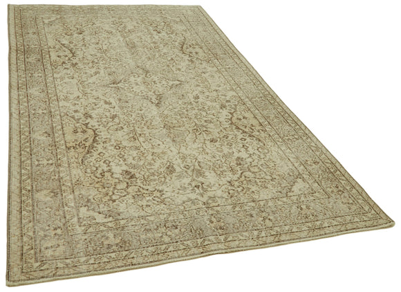5x9 Beige Turkish Vintage Area Rug - 41583