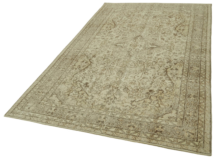 5x9 Beige Turkish Vintage Area Rug - 41583
