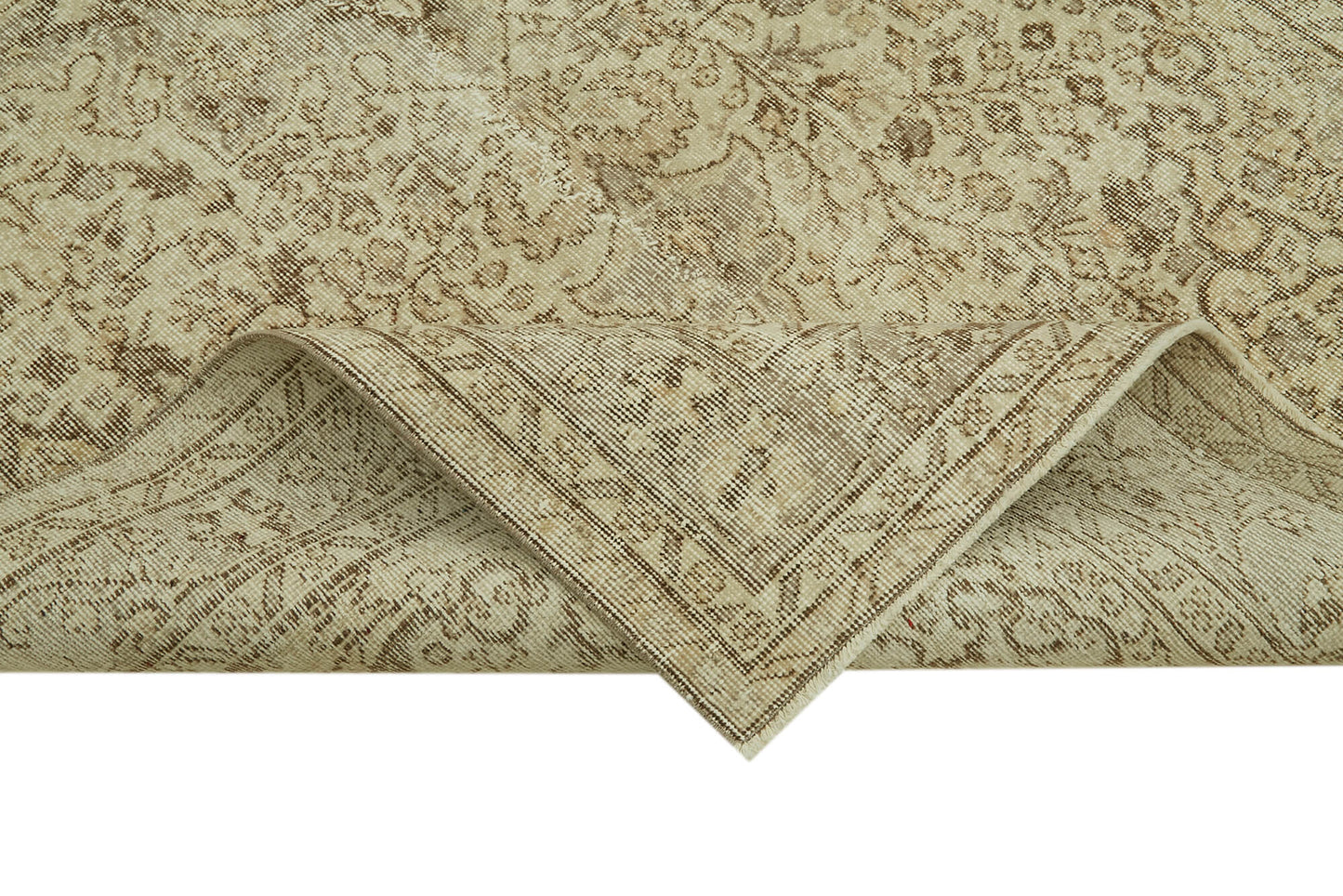 5x9 Beige Turkish Vintage Area Rug - 41583
