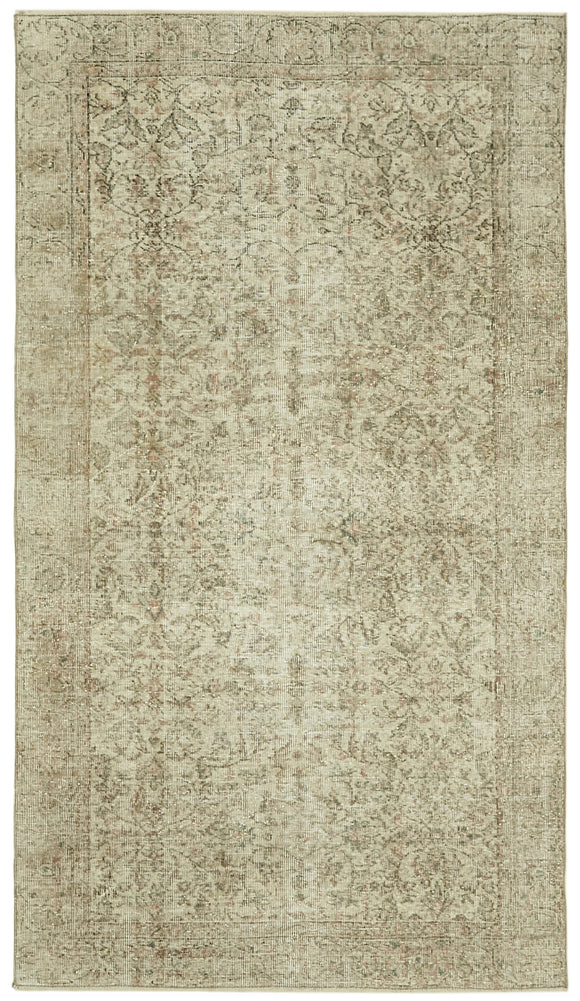 5x8 Beige Turkish Vintage Area Rug - 41584