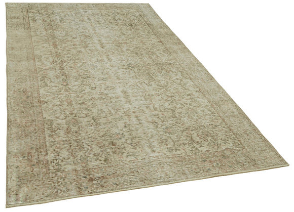 5x8 Beige Turkish Vintage Area Rug - 41584