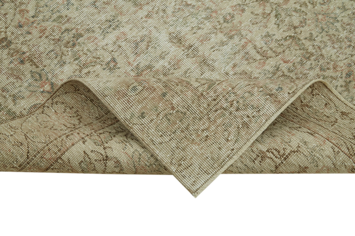 5x8 Beige Turkish Vintage Area Rug - 41584