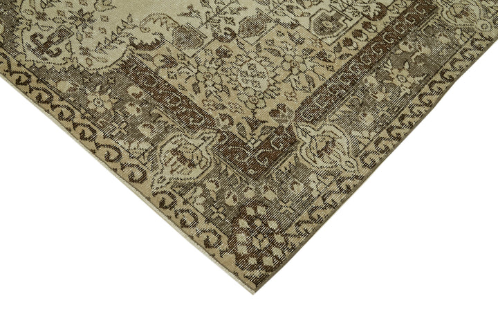 5x9 Beige Turkish Vintage Area Rug - 41587
