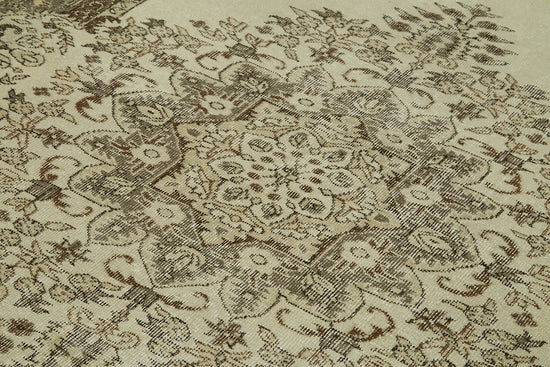 5x9 Beige Turkish Vintage Area Rug - 41587