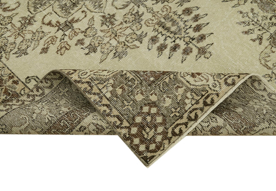 5x9 Beige Turkish Vintage Area Rug - 41587