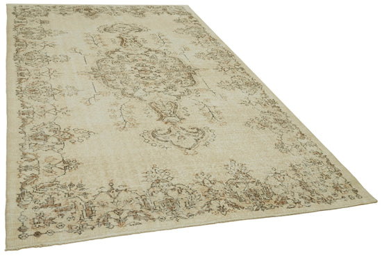 6x9 Beige Turkish Vintage Area Rug - 41588
