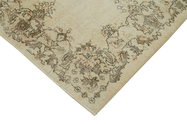 6x9 Beige Turkish Vintage Area Rug - 41588
