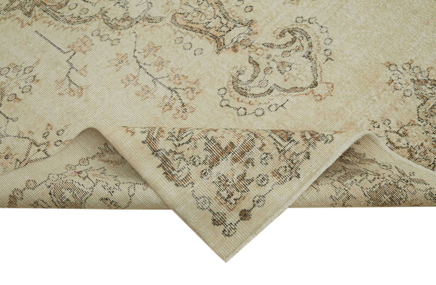 6x9 Beige Turkish Vintage Area Rug - 41588