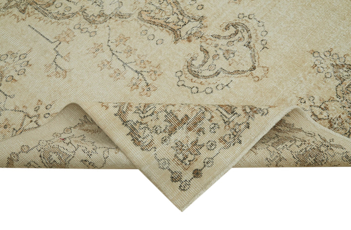 6x9 Beige Turkish Vintage Area Rug - 41588