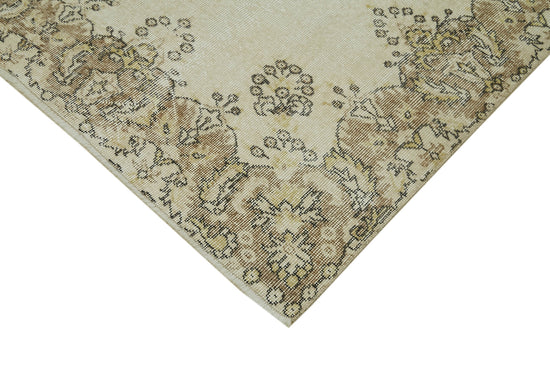 6x9 Beige Turkish Vintage Area Rug - 41589