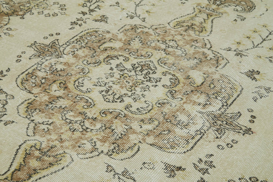 6x9 Beige Turkish Vintage Area Rug - 41589