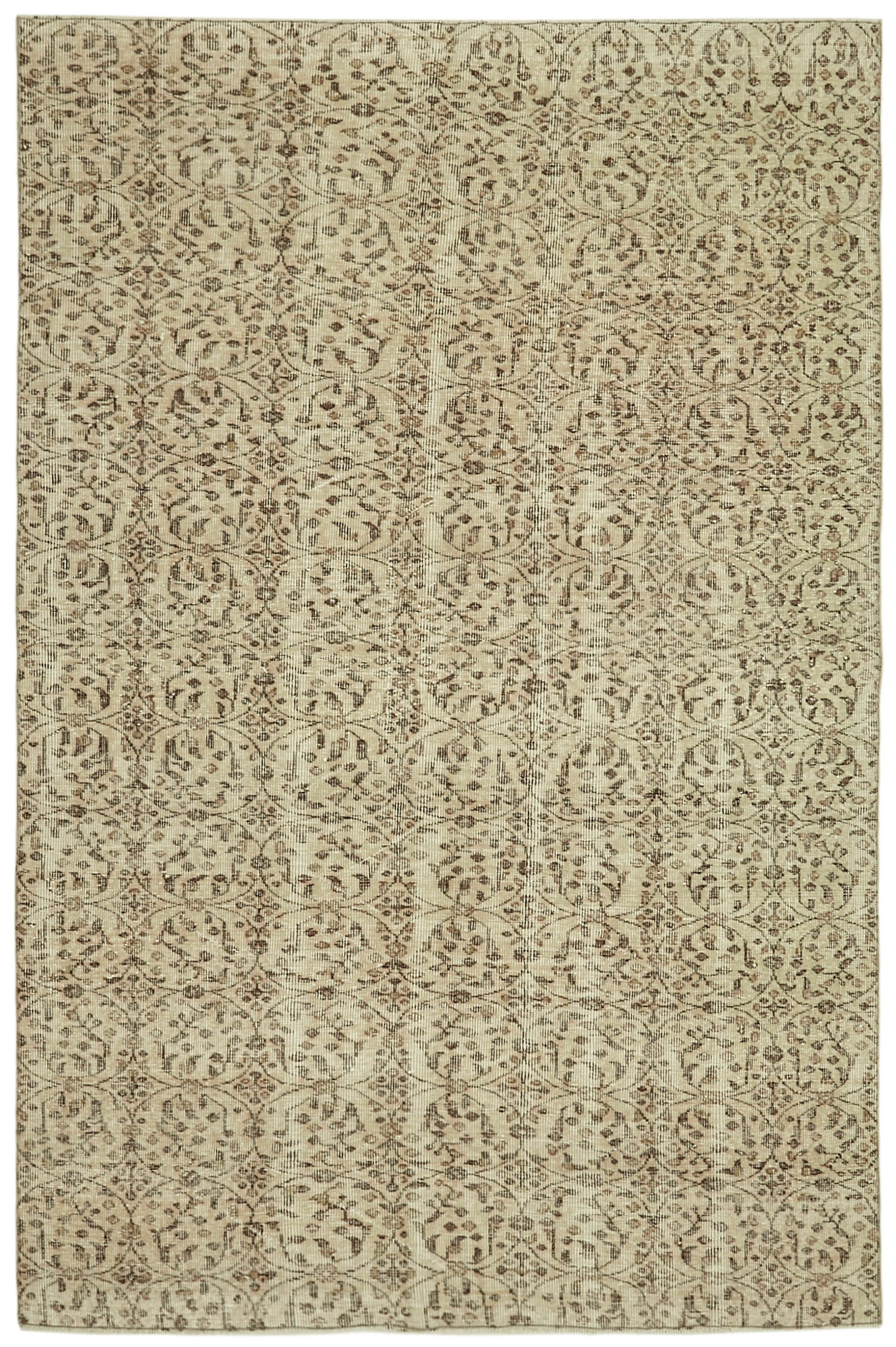 6x9 Beige Turkish Vintage Area Rug - 41590