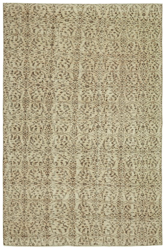 6x9 Beige Turkish Vintage Area Rug - 41590